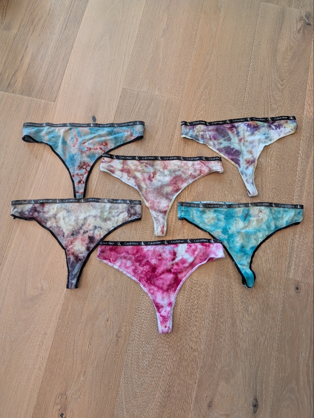 New Custom Tiedye Calvin Klein Thong Panties Set Of 6
